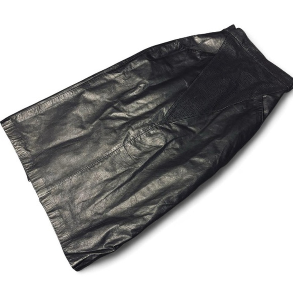 Vintage WINLIT Black Leather Pencil Skirt - Size 7/8